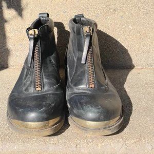 Vagabond Gold And Black Leather Zip Boots